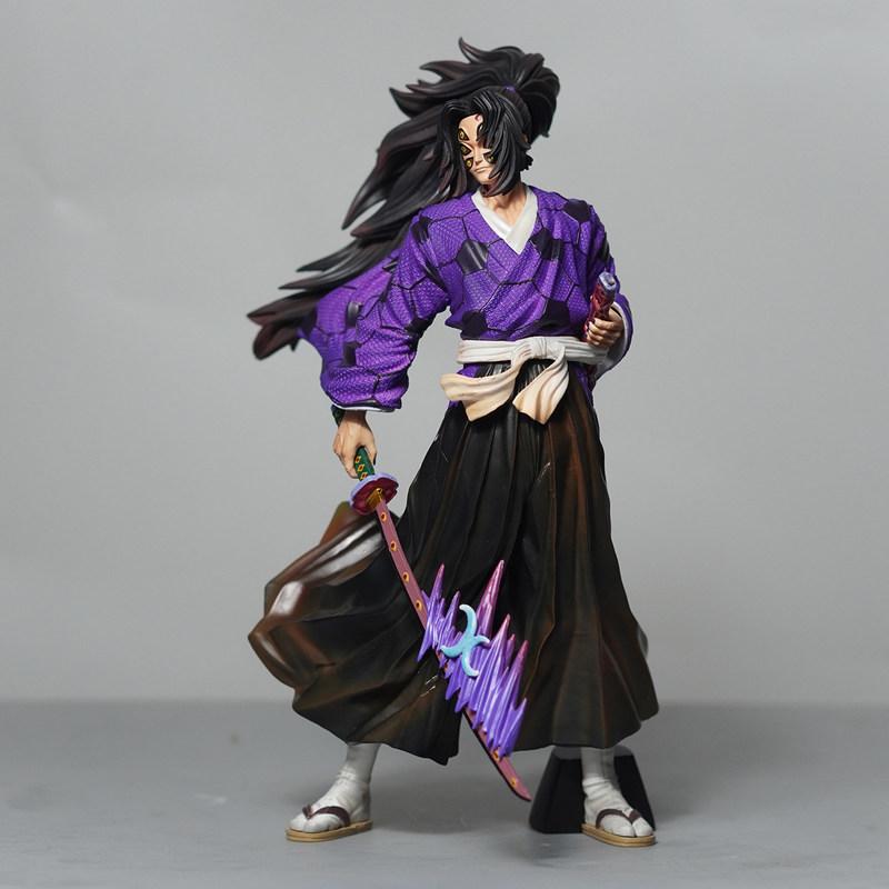 24CM Demon Slayer Kokushibo Upper Rank One Gk Model Statue Anime Figure Collectible Trendy Toys Desktop Ornament Birthday Gift