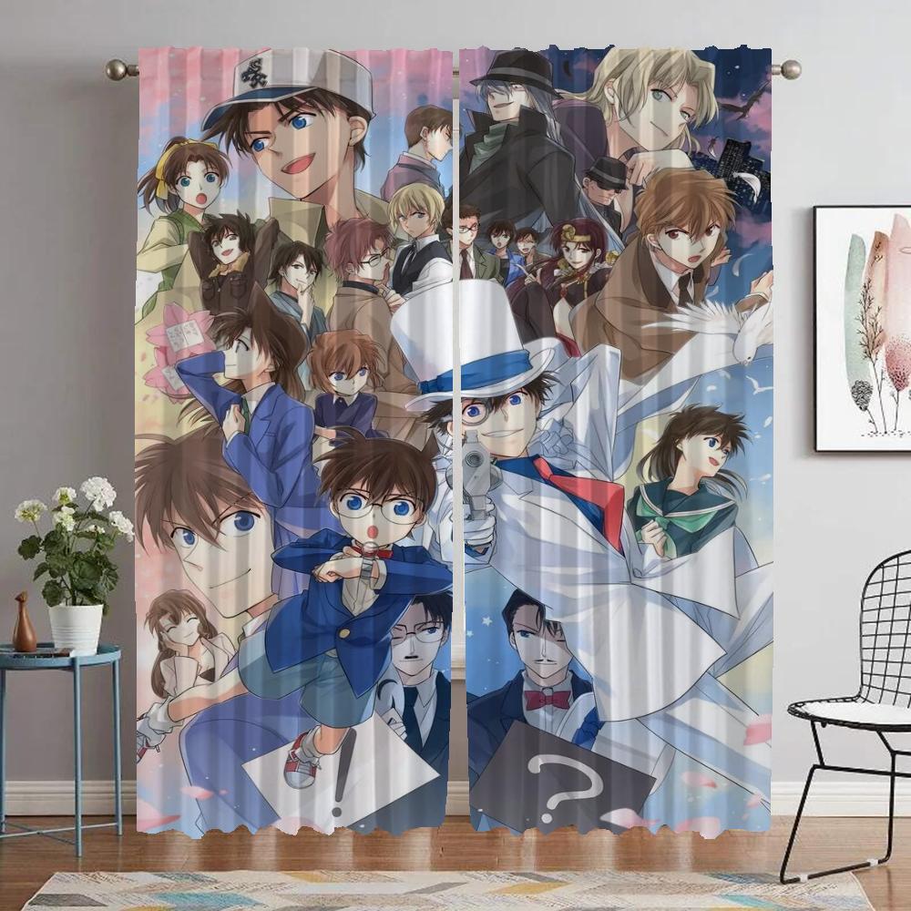 Home Interior Curtains for Camera Detective Conan Living Room Curtain Kitchen Curtains 2 Pieces Partition Shades Blackout Child