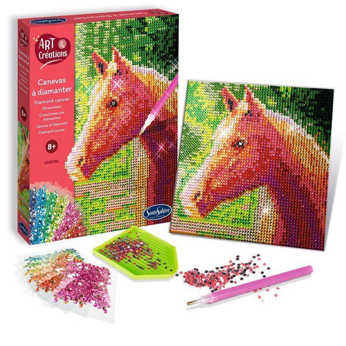 Création a base de mini strass - SENTOSPHERE - Art & Créations - Canevas a Diamanter - Cheval - Des 8 ans