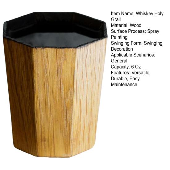 Whiskey Grail Mash Bill Wooden Cup for Men Charred Oak Bourbon Cup Unique Barrel-Inspired Drink Accessory Gifts for Bourbon Lovers