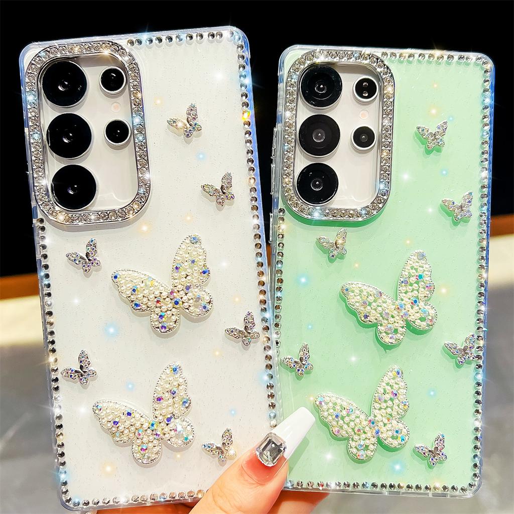 Handmade Sparkly Diamond Butterfly Swarm IMD Phone Case, Compatible with Samsung S23 Ultra/S24/S25 & A07/A15/A16/A17/A26/A35/A36/A55/A56