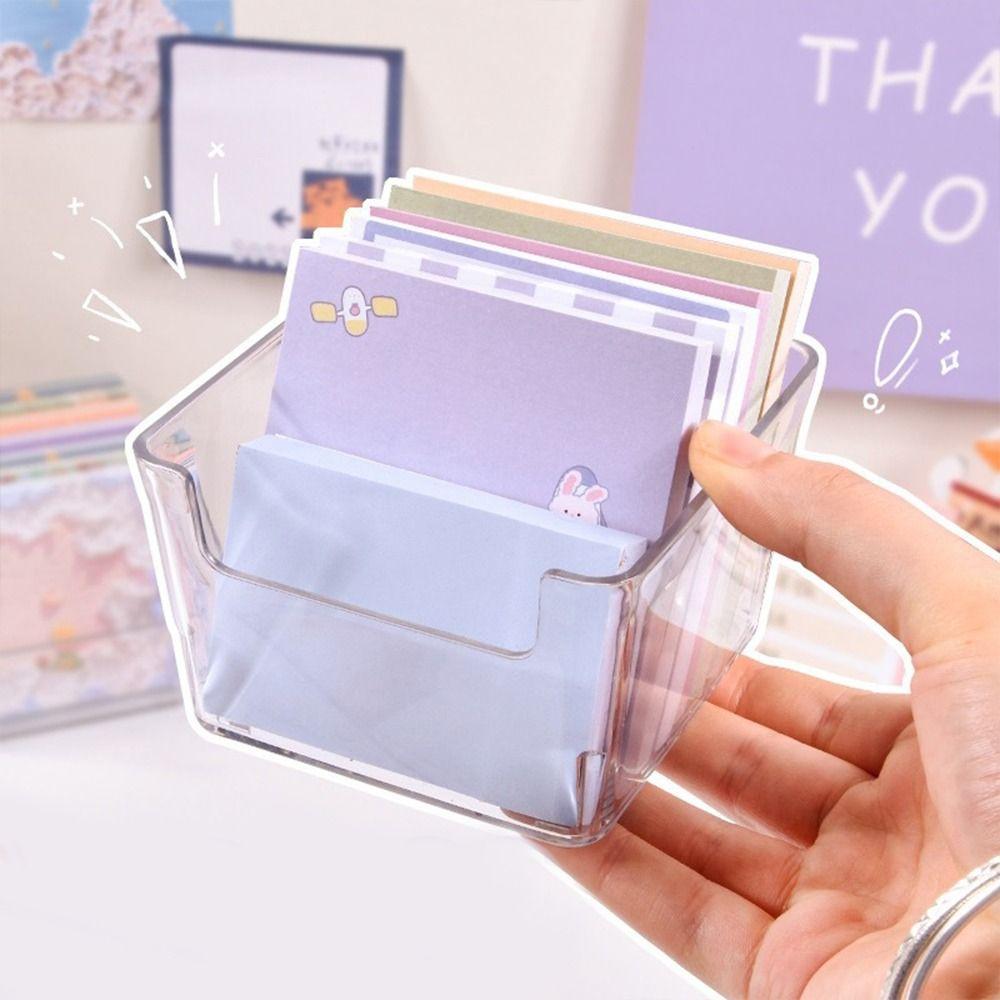 Efficient Clear Note Box Transparent Desk Organizer Simple Acrylic Note Holder  Desktop