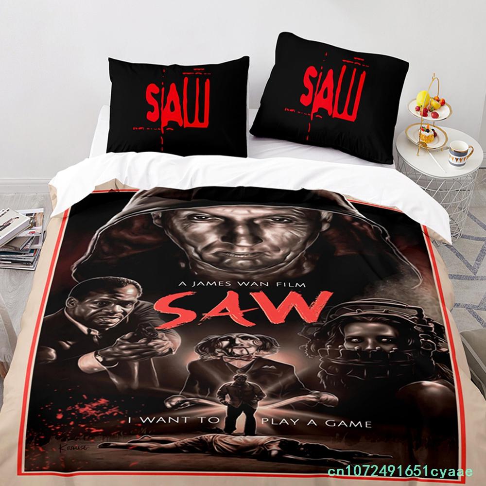 Chainsaw Fright Bedding Set Single Twin Full Queen King Size Halloween Bed Set Aldult Kid Bedroom Duvetcover Sets 3D Print 011