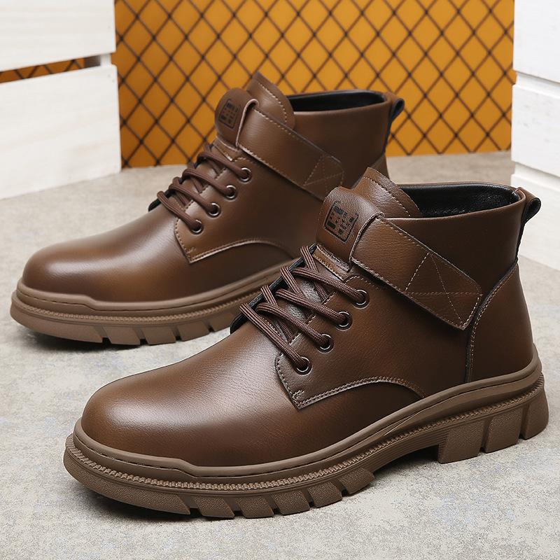 Martin Boots Men's Winter Men's Shoes 2025 New High-top Casual Velvet Leather Boots Trendy Versatile Retro Tooling Short Boots