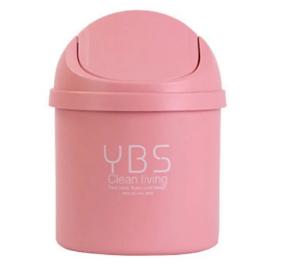 

Mini Desktop Trash Can Household Kitchen Desk Covered Trash Can Living Room Debris Storage Cleaning Bucket рожевий