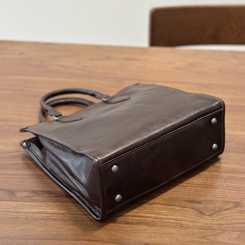 Johnature Bolsa de Couro Genuíno Para Mulheres Grande Capacidade Retro Cor Sólida Bolsa de Mão para Trabalho