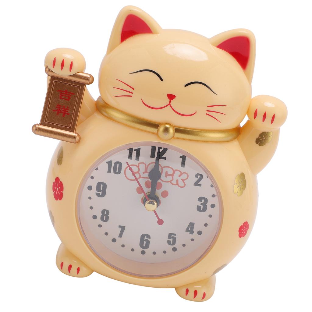 Lucky Cat Clock Accurate Plastic Cute Cartoon Good Lucky Cat Alarm Clock for Home