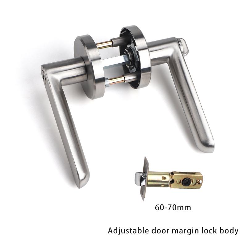 304 Stainless Steel Door Lock Three-pole Fire Door Handle Lock Household Key Silent Solid Wood Door Bathroom Door Lock 60-70mm lock body
