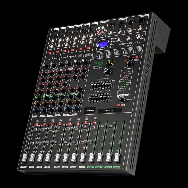 TEnKInG 8-Channel 2-Group Audio Mixer TK-8P2M CN plug (adapter included)