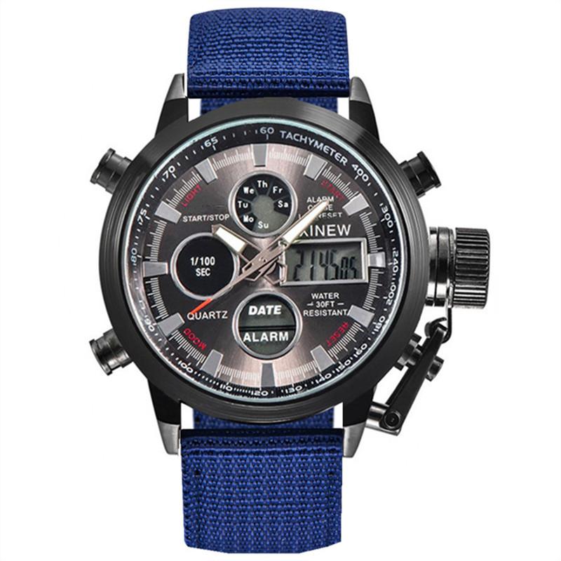 Relogio Masculino Original Big Brand Men Watches Cool Fashion Nylon Band Sport Dual Time Digital Watch Reloj Hombre Montre Homme