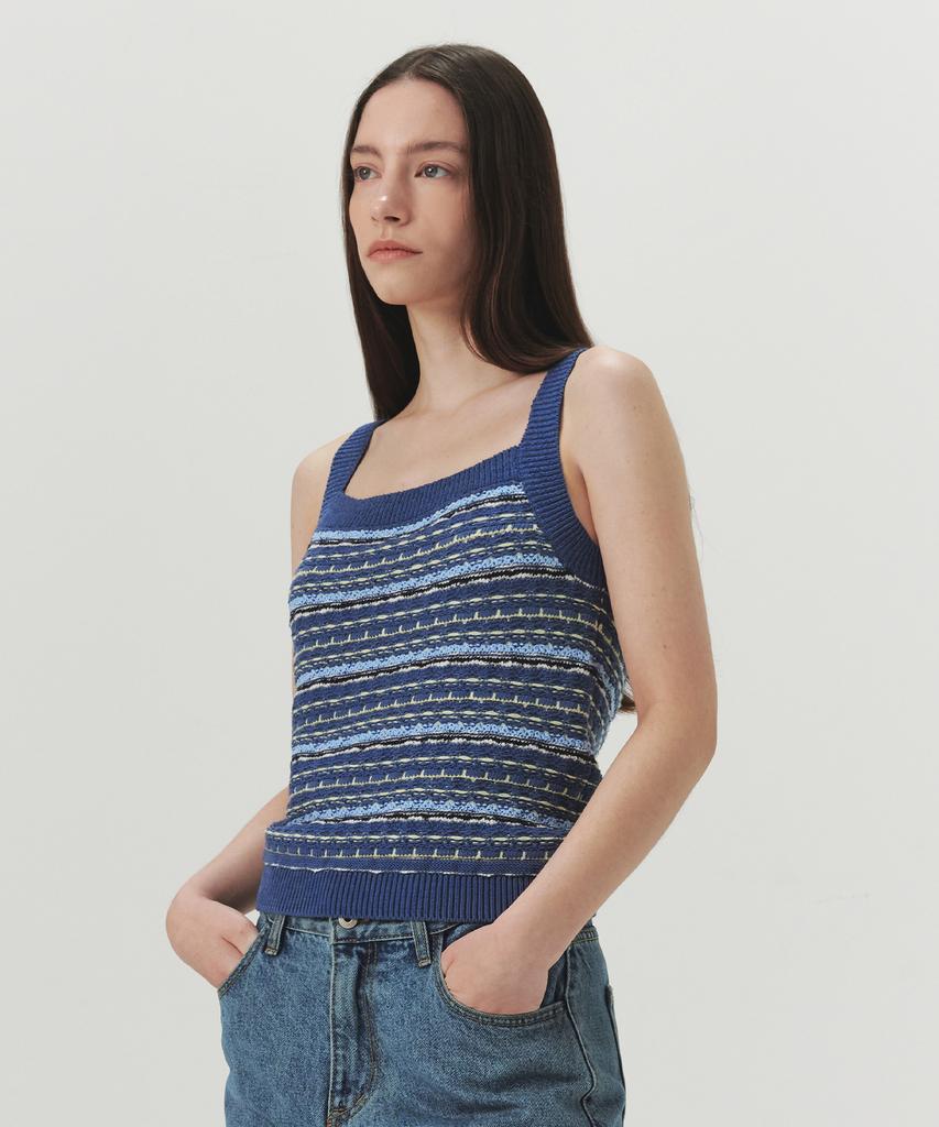 Leuba Tweed Jacquard Sleeveless Knit Top - Dutch Blue