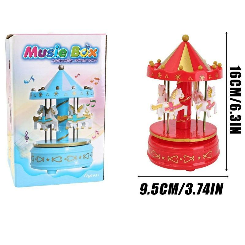 Carousel Music Box Cake Decorative Ornament Hand Craft Romantic Gift Carousel Music Box Chtistmas Tabletop Decoration Supplies