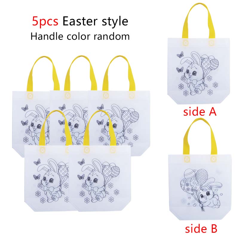 5/10pcs Festival Gift Bags Christmas Halloween Easter Non Woven Fabric Double Sided Graffiti Bag Party Snack Bag Souvenir TMZ