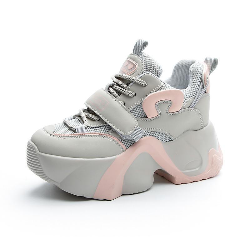 Grubosolowe buty tatusia damskie jesienne grubosolowe z wewnętrzną podwyżką casualowe buty damskie