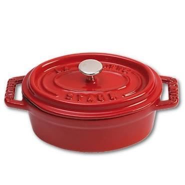 Cast Iron Cocotte - STAUB - Mini Oval - 11 Cm - Cherry - Induction Compatible