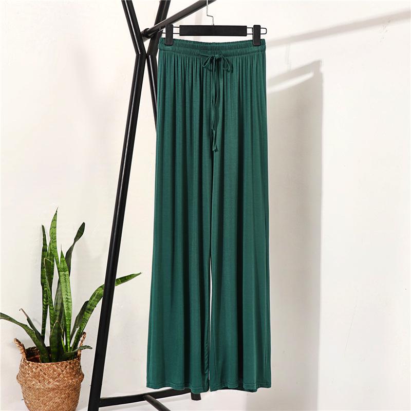 Pantalon large taille haute en soie glacée pour femme