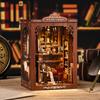DIY Book Nook Kit Miniature Wooden Dollhouse with Light Bookshelf Insert Decoration Model for Bookshop Memories Christmas Gifts