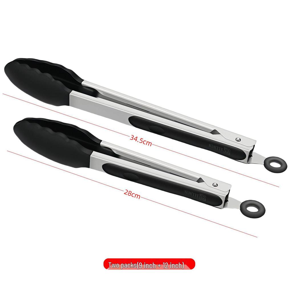 High-Temperature Resistant Stainless Steel Silicone Kitchen Tongs for Stir-Frying and Grilling