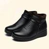 Fashion Winter Boots Women Leather Ankle Warm Boots Mom Autumn Plush Wedge Shoes Woman Shoes Big Size 35-41