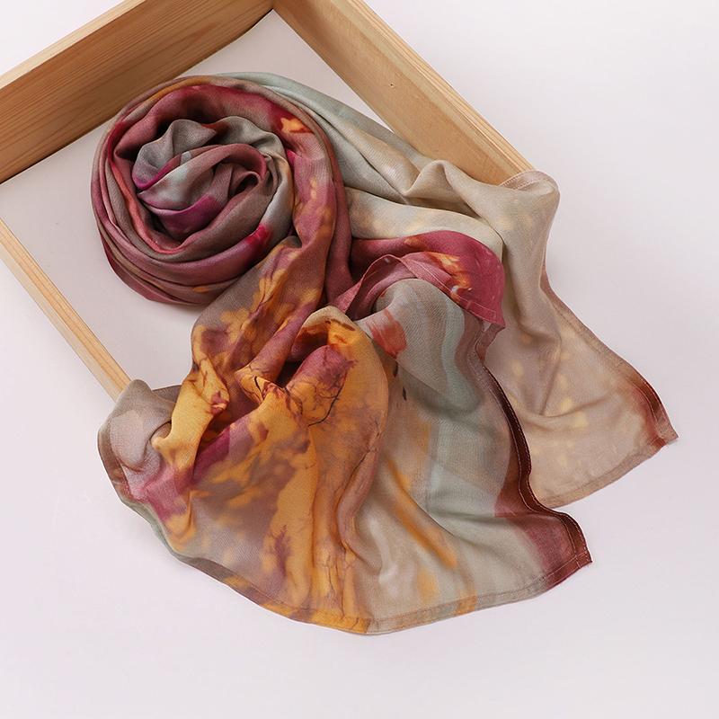 Boho Watercolor Soft Muslim Hijabs Women Floral Breathable Shawl Wrap Scarf Hijab Floral Print Ramadan Headscarf Islamic Turban