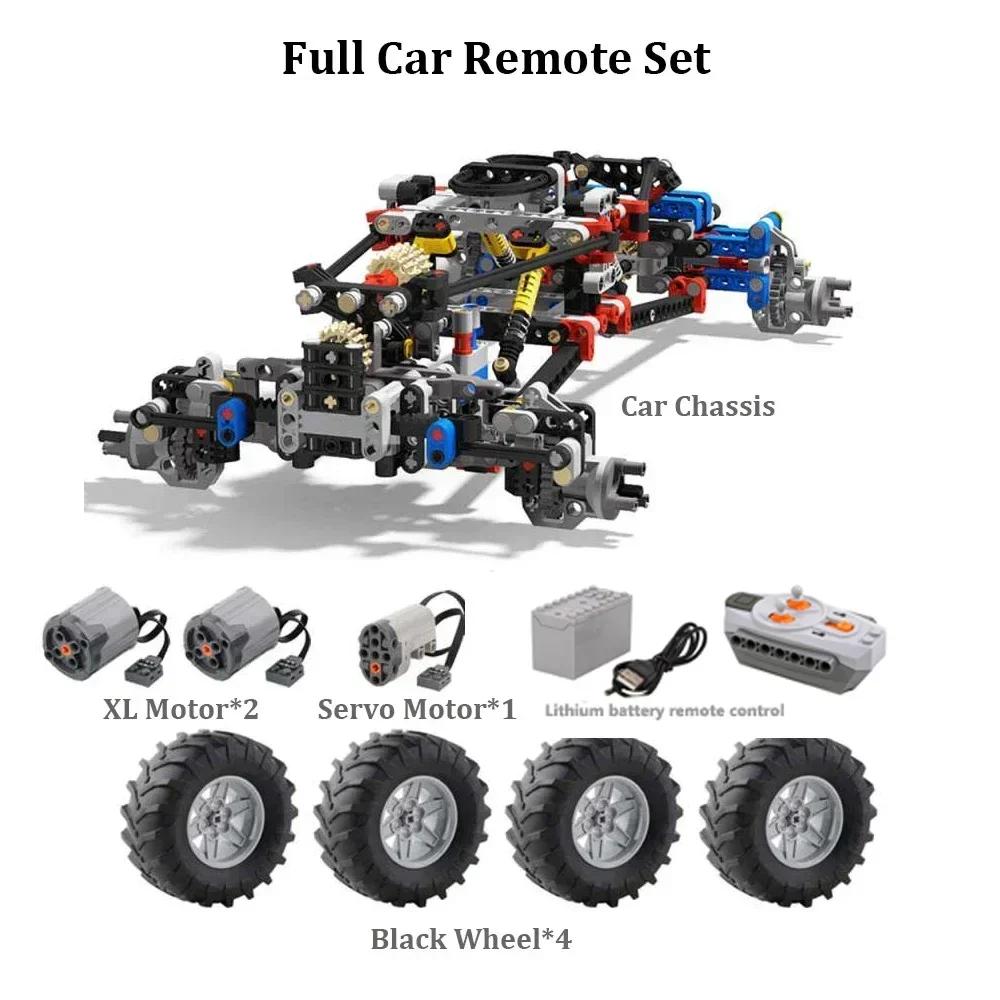 4WD RC Car Chassis Climbing Vehicle Model Building Blocks Compatible Motor Power Function With Suspension Shocks Assembly Bricks