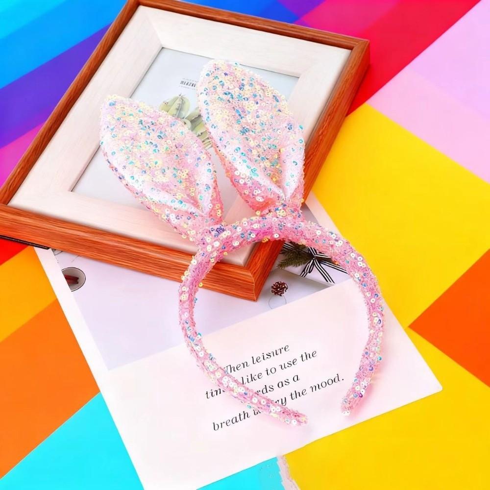 Cartoon Bunny Ears Headband Glitter Rabbit Ear Hairband Fashion Easter Bunny Headband  Party