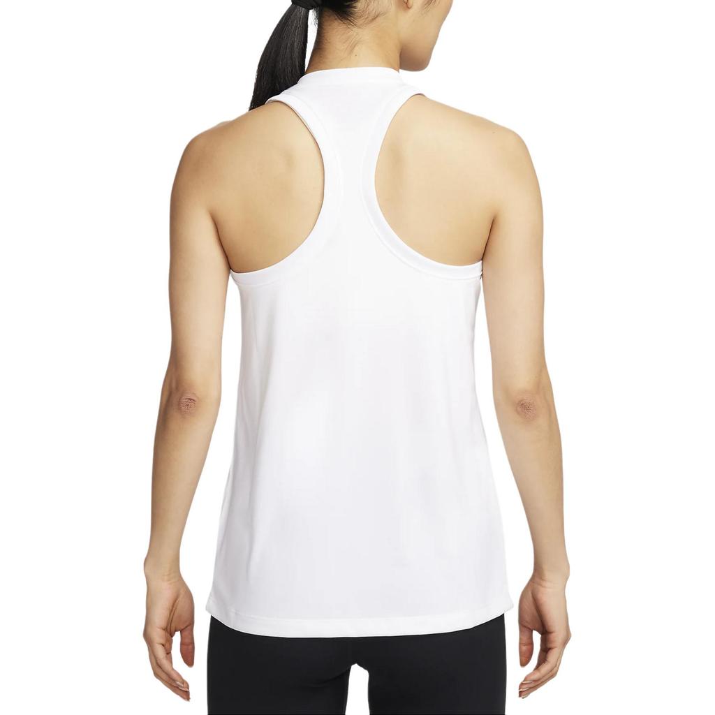 Nike Dri-FIT Racerback Sweat-Wicking Comfortable Solid Color Crew Neck Tank Top Women Tops White DX0707-100