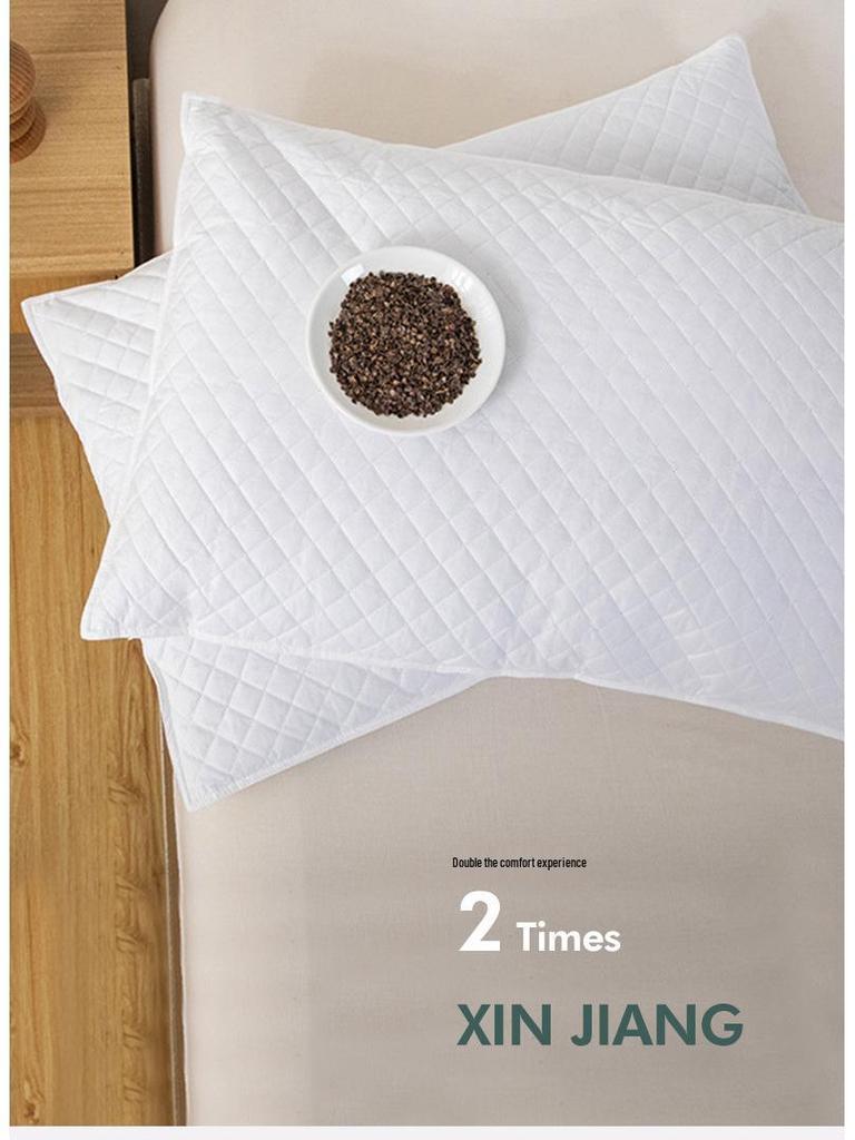 All-Cotton Buckwheat Hull Pillow for Adults & Students - Cervical Support & Latex Core