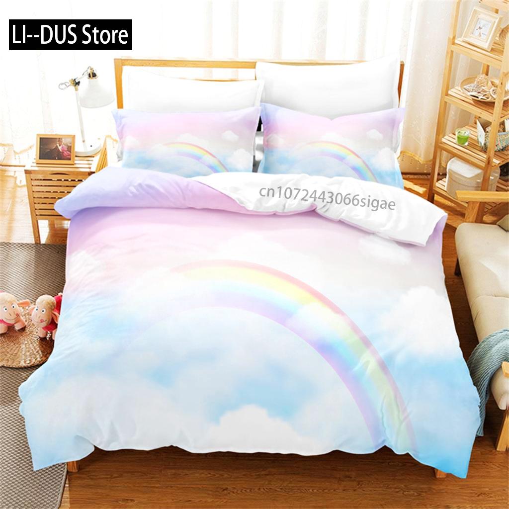 

Comforter Rainbow Sky Bedding Set 3D Bedding Digital Printing Queen Size Bedding Set Fashion Design Comforter (quilt)-EU Single(135*200cm)3pcs