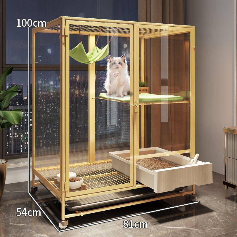 Cat Cage with Built-in Litter Box Cat House with Bedroom and Bathroom for Indoor Cats