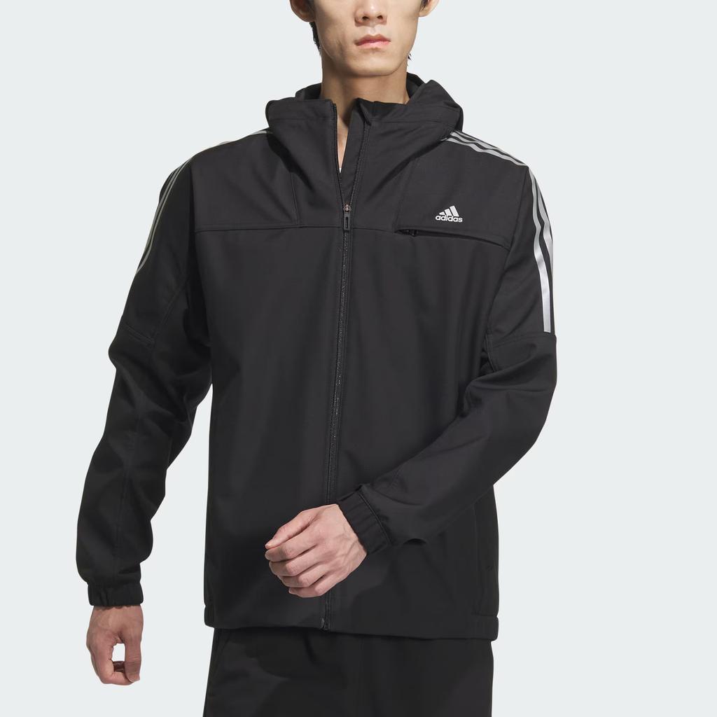 New Adidas MUST HAVES FW24 HOODED Jackets Coats Men's Black JG8515