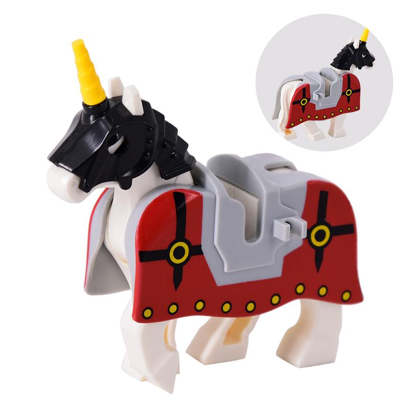 Jednotlivě prodávaný středověký rytíř římský válečný kůň Rohan zvíře stavebnice akční figurky DIY hračky pro děti dárky