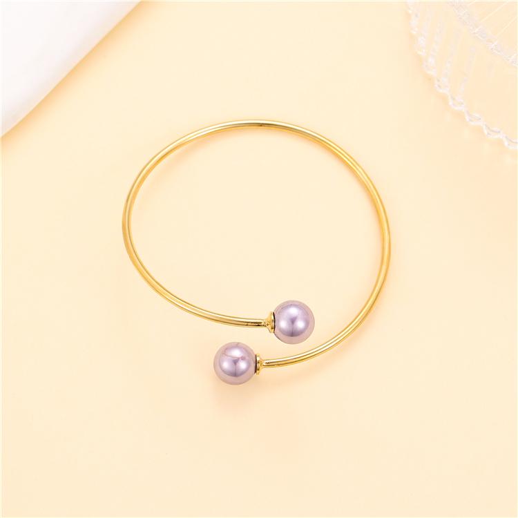 New Design Simple Stylish 18K Gold Colored Pearl Jewelry Adjustable Bracelet for Women