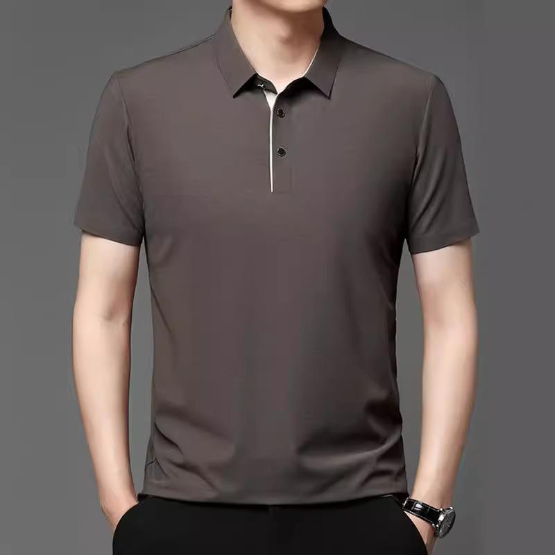 Men Summer Ice Silk Short Sleeve Shirt Business Casual All-match Shirt