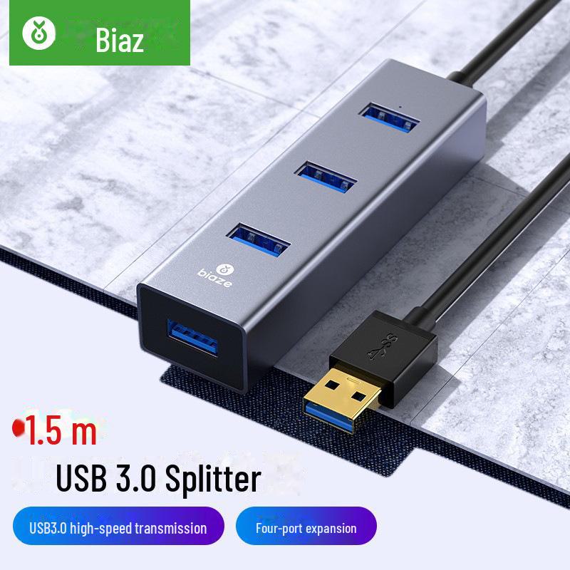 Biaz USB 3.0 de Alta Velocidad 4 Puertos Hub de Aluminio HUB21 - Gris