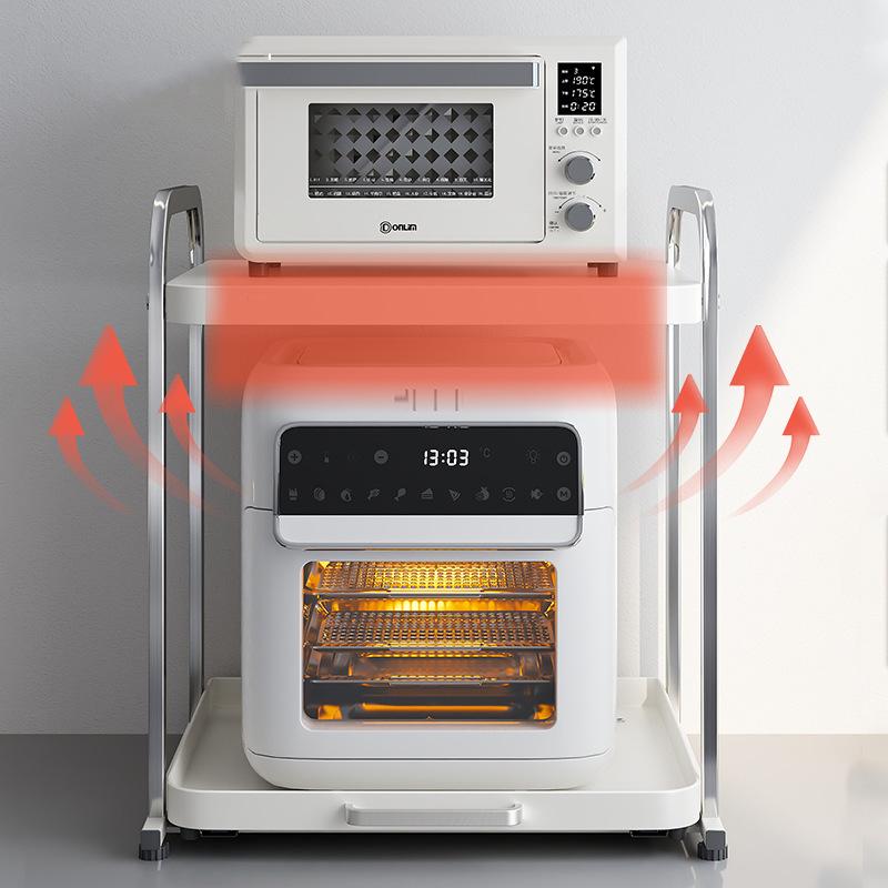 Stainless Steel Pull-Out Microwave & Rice Cooker Countertop Storage Rack