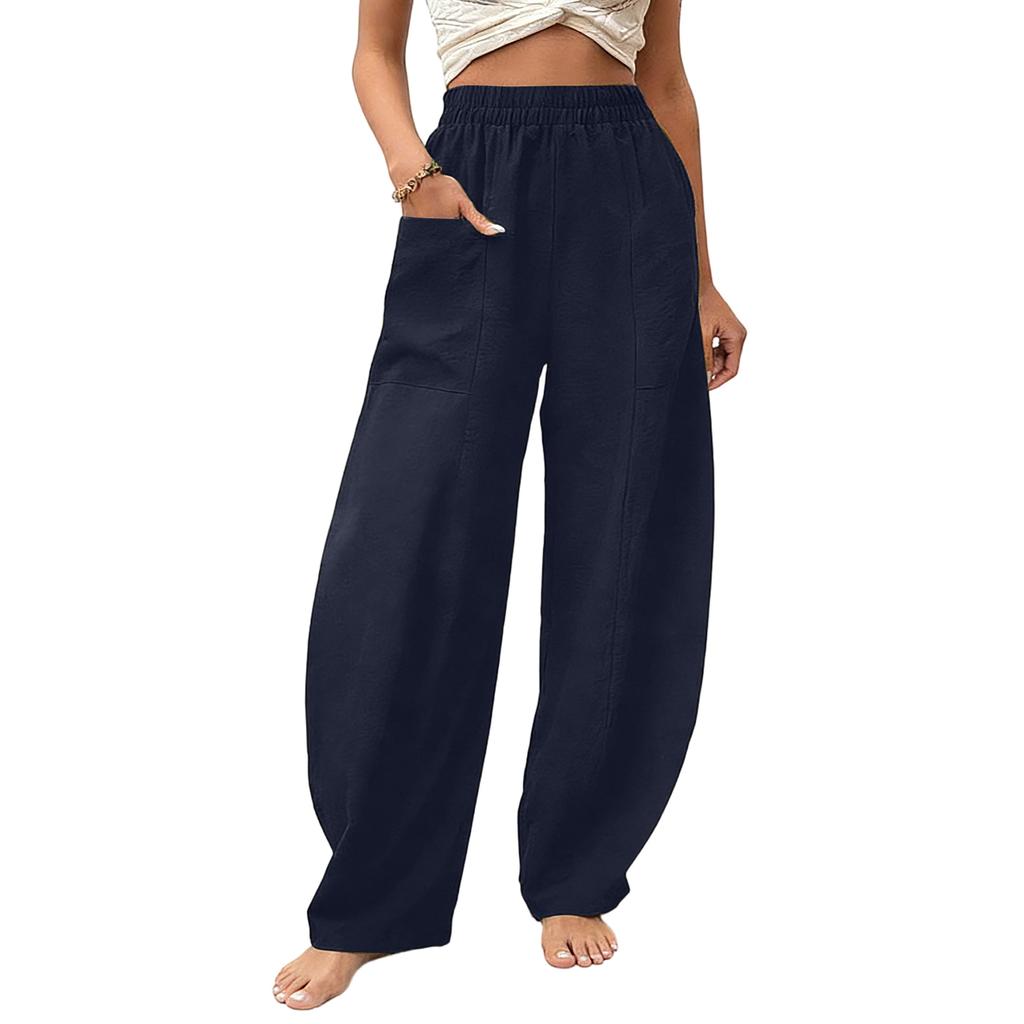 Women's Color Pants Straight Leg Pants With Pockets, Casual Wide Leg Pants