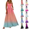 Ladies' Gradient Printed Summer Casual and Fashionable Sleeveless Long Dress