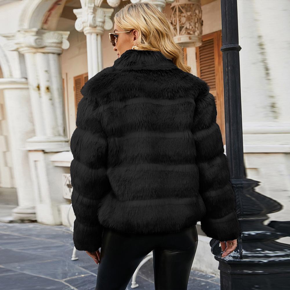 

Осенне-зимняя женская куртка из искусственного меха, короткая куртка из искусственного лисьего меха XXXL чёрный