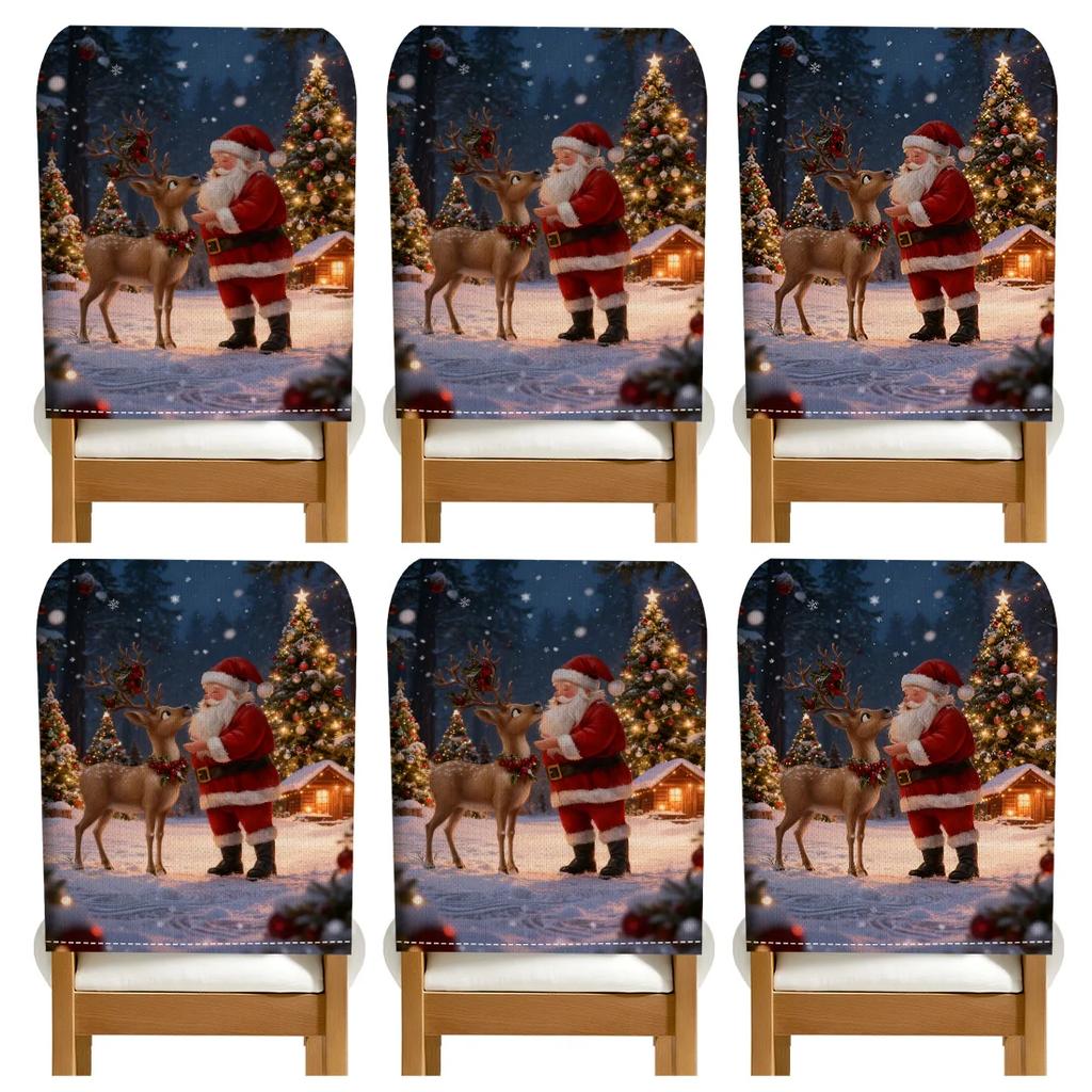 2/4/6pcs/set 45x55cm Santa Claus  Reindeer Chair Cover Table Decoration Dining Seat Chair Covers Dining Room Bar Party Banquate