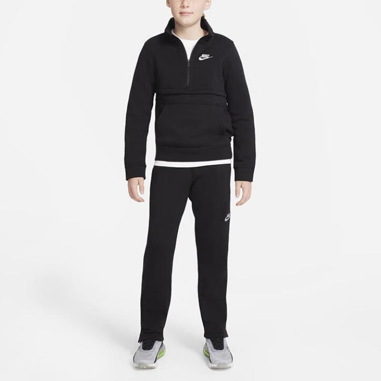 Nike Knitted Sports Pants Breathable Mid Waist Warm Casual Drawstring Kids Bottoms Black DJ5573-010