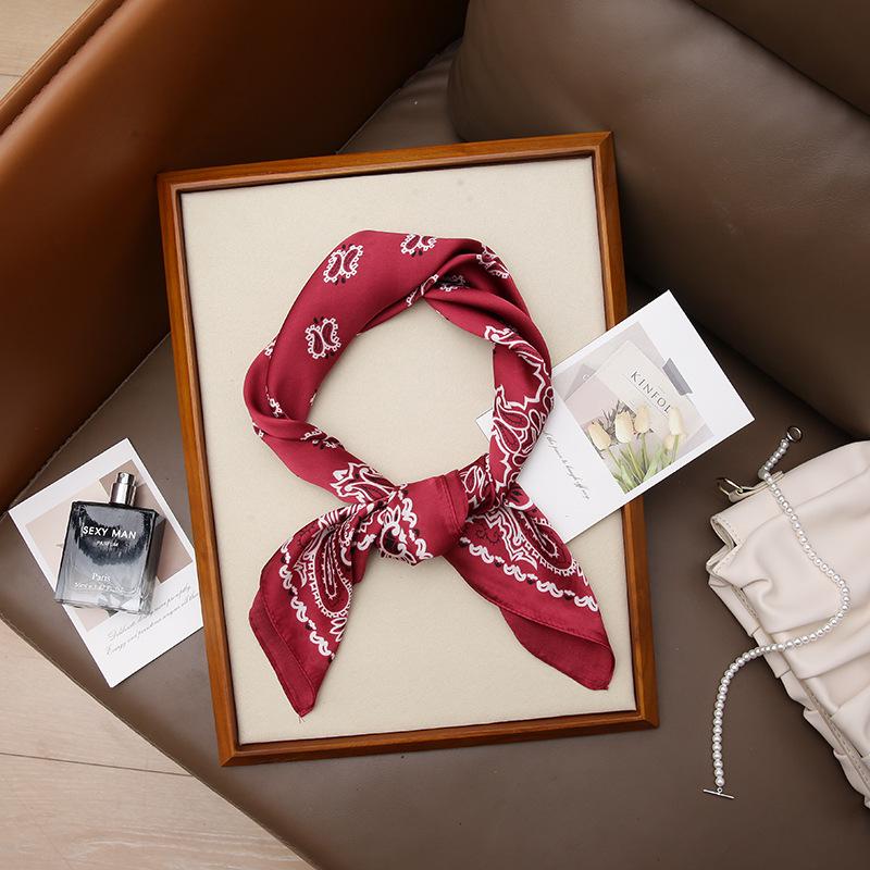 Summer Cashew Flower Silk Square Scarf - Women's Decorative Accessory, Children's Day Gift, FJ028