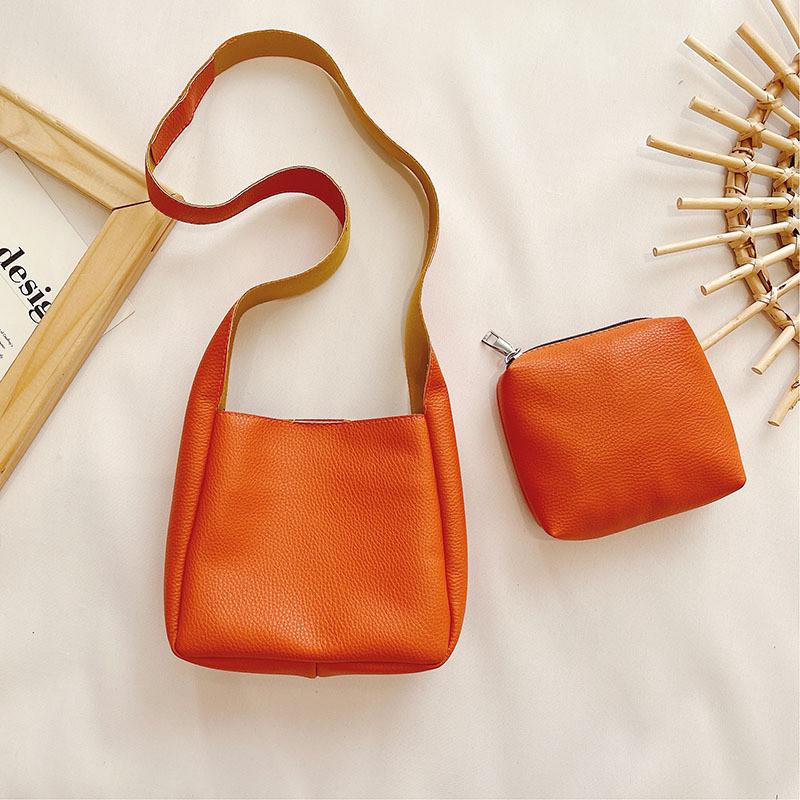 Modern Stylish Children Backpack For Girls Trendy Single Shoulder Bag In Pure Colors оранжевый