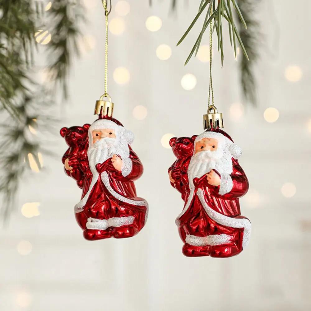 2PCS Red&white Christmas Hanging Decoration Plastic Santa Clause Christmas Tree Ornament Festival Party Supplies Xmas Baubles