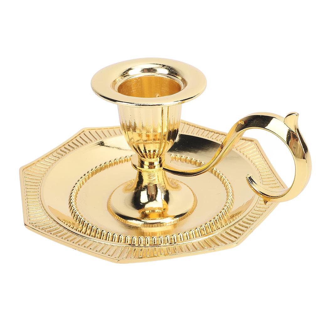 Retro Handheld Candlestick Holde Zinc Alloy Table Candlelight Stand for Home Decoration