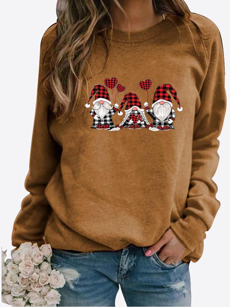 Autumn and Winter Women's Christmas Theme Printing Sweater Round Neck Long Sleeve Casual Sweatshirt Plus Size Top