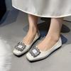 2026 New Versatile Square Buckle Slip-On Flat Shoes for Women Commuter Style Fashion Rhinestone Casual Shoes Spring Autumn Shoes