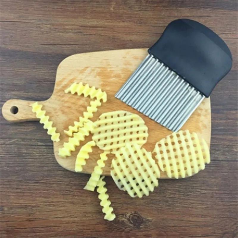 Potato Chip Slicer Dough Vegetable Fruit Crinkle Wavy Kitchen Knife Cutter Chopper French Fry Maker Tools Gadget 2025 New