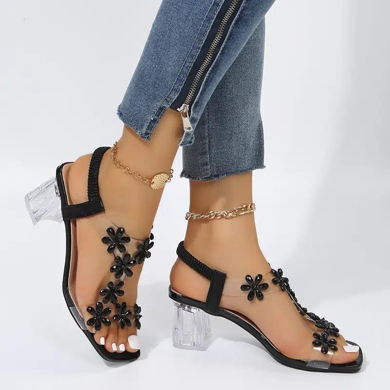 New Summer High Heels with Rhinestones for Plous-size Women
