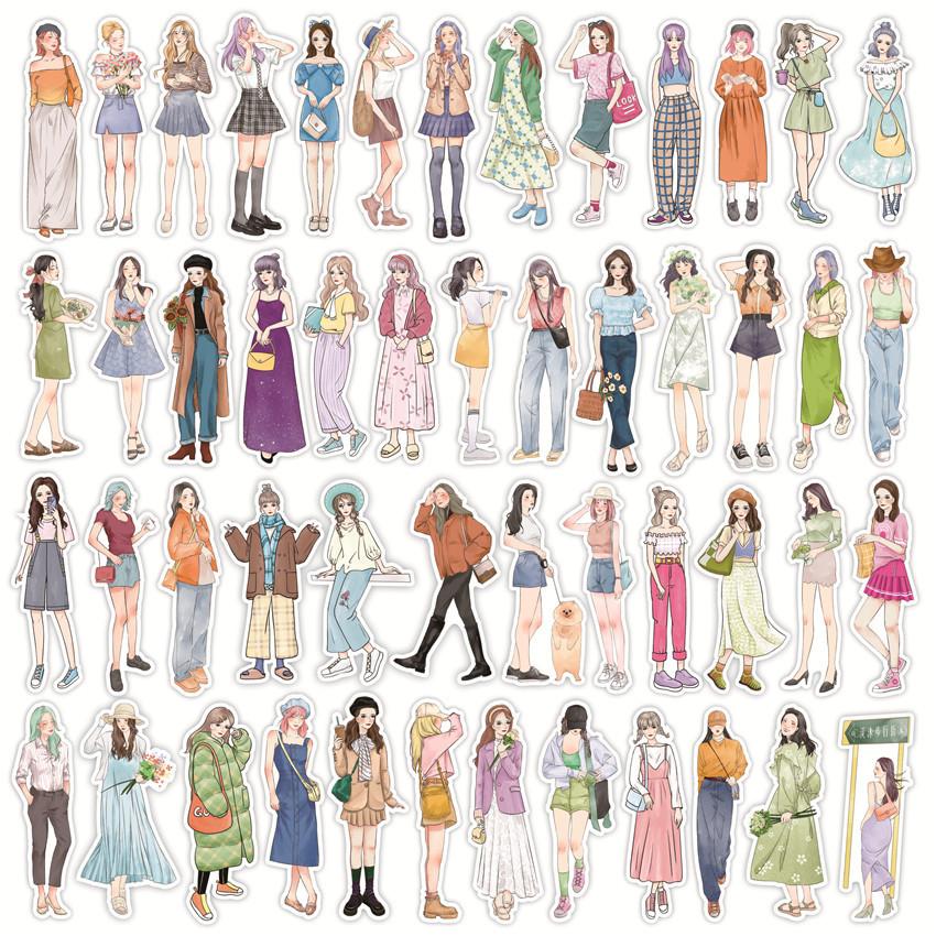 

64Pcs/Set Modern Mori Girls Series 03 Наклейки Модні наклейки своїми руками Наклейки